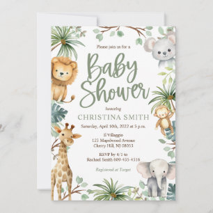 Safari Animals Baby Shower-uitvindingen Kaart