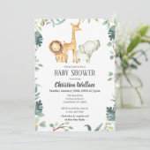 Safari Animals Baby Shower-uitvindingen Kaart (Staand voorkant)
