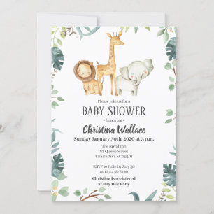 Safari Animals Baby Shower-uitvindingen Kaart