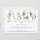 Safari Animals Baby shower van Mail Greenery Gold Kaart (Voorkant)