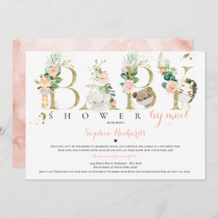 Safari Animals Baby shower van Mail Greenery Gold Kaart