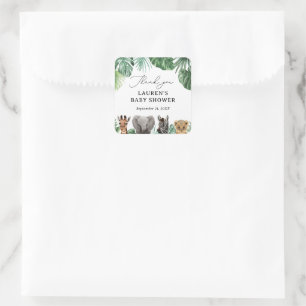 Safari Animals Baby shower Vierkante Sticker