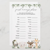 Safari Animals Baby shower Voltooi de zin van mama (Voorkant / Achterkant)