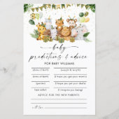 Safari Animals Baby shower voorspellingen Kaart (Voorkant)