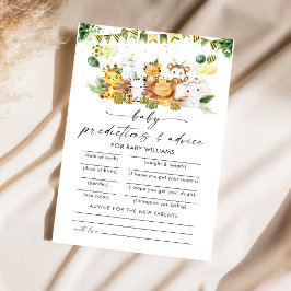 Safari Animals Baby shower voorspellingen Kaart