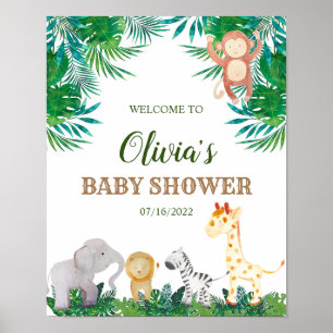 Safari Animals Baby shower Welkomstteken Poster