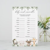 Safari Animals Baby shower Word Scramble Game (Staand voorkant)