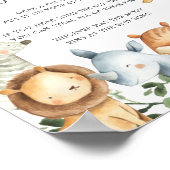Safari Animals Baby shower Zeg geen Baby Poster (Hoek)