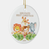 Safari Animals Baby's eerste kerstversiering Keramisch Ornament (Rechts)