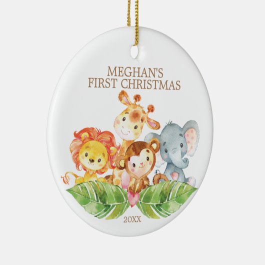 Safari Animals Baby's eerste kerstversiering Keramisch Ornament (Rechts)