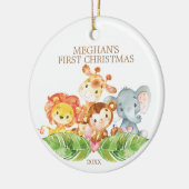 Safari Animals Baby's eerste kerstversiering Keramisch Ornament (Links)