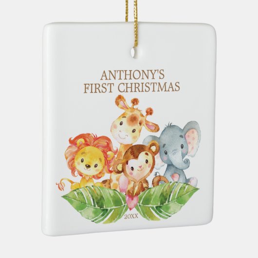 Safari Animals Baby's eerste kerstversiering Keramisch Ornament