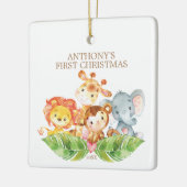 Safari Animals Baby's eerste kerstversiering Keramisch Ornament (Links)