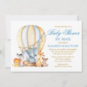 Safari Animals Ballon Blue Gold Shower per post Kaart (Voorkant)