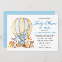 Safari Animals Ballonblauw Baby shower per post