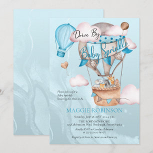 Safari Animals Ballons rijden door Boy Baby Sprink Kaart