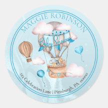 Safari Animals Balloons Baby shower Return Address