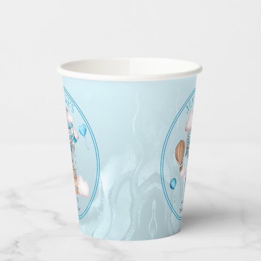 Safari Animals Balloons Blue Boy Baby shower Papieren Bekers (Links)