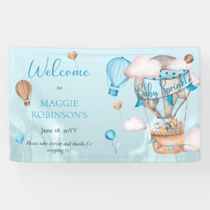 Safari Animals Balloons Blue Boy Baby Sprinkle Spandoek