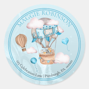 Safari Animals Balloons Sprinkle Return Address Ronde Sticker