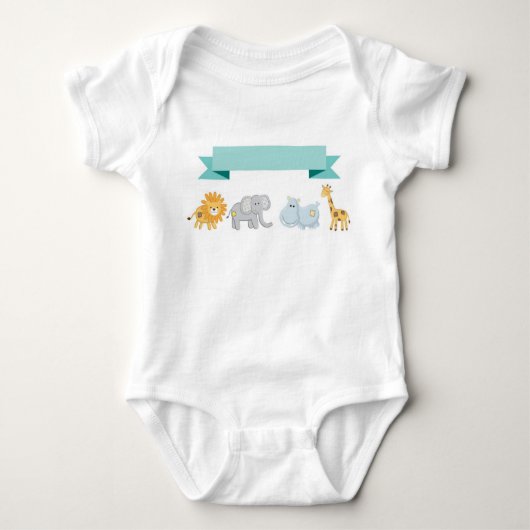 Safari Animals Banner Baby Body Suit Romper (Voorkant)