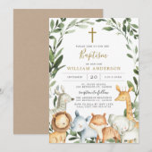Safari Animals Baptism/Christening Invitation Kaart (Voorkant / Achterkant)