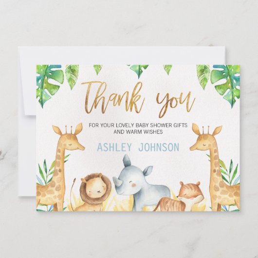 Safari Animals Bedankt voor je Baby shower (Voorkant)