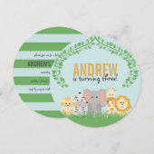 Safari Animals Birthday Invitation Kaart (Voorkant / Achterkant)