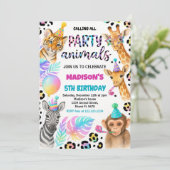 Safari Animals Birthday Invitation Kaart (Staand voorkant)