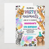 Safari Animals Birthday Invitation Kaart (Voorkant / Achterkant)
