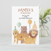 Safari Animals Birthday Invitation Kaart (Staand voorkant)