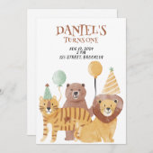 Safari Animals Birthday Invitation Kaart (Voorkant / Achterkant)