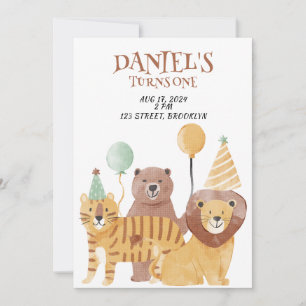 Safari Animals Birthday Invitation Kaart