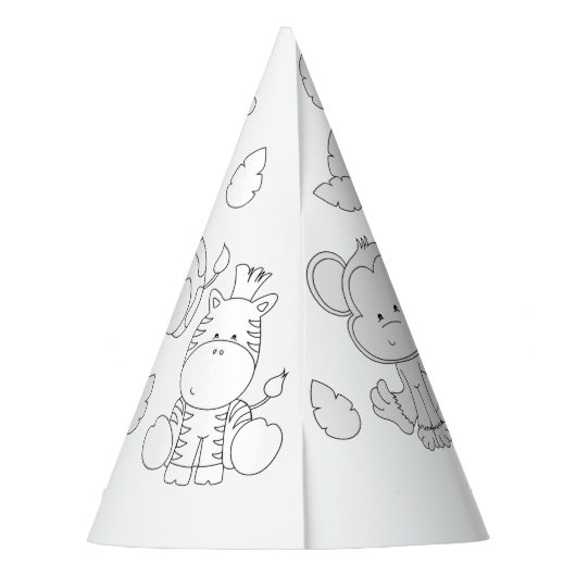 Safari Animals Birthday - kleur uw eigen Pet Feesthoedjes (Achterkant)