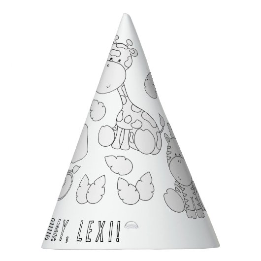 Safari Animals Birthday - kleur uw eigen Pet Feesthoedjes (Rechts)