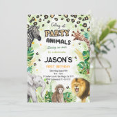 Safari Animals Birthday Party Invitation Kaart (Staand voorkant)
