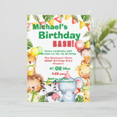 Safari Animals Birthday Party Kaart (Staand voorkant)