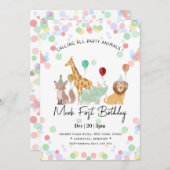 Safari Animals Birthday party Kaart (Voorkant / Achterkant)