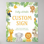 Safari Animals Birthday Party Table Sign Poster (Voorkant)