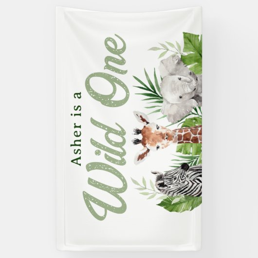 Safari Animals Birthday Spandoek (Verticaal)