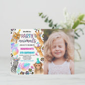 Safari Animals Birthday Uitnodiging met foto (Staand voorkant)