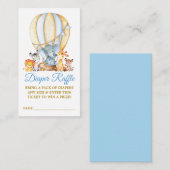 Safari Animals Blue ballon Diaper Raffle Shower Informatiekaartje (Voorkant / Achterkant)