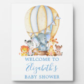 Safari Animals Blue Balloon Baby shower Welkom Fotoplaat (Voorkant)