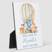 Safari Animals Blue Balloon Baby shower Welkom Fotoplaat (Zijkant)
