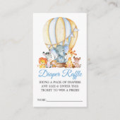 Safari Animals Blue Balloon Diaper Raffle Informatiekaartje (Voorkant)