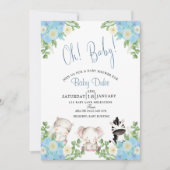 safari animals Blue Boy Shower-uitnodiging Kaart (Voorkant)