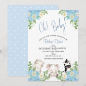 safari animals Blue Boy Shower-uitnodiging Kaart (Voorkant / Achterkant)