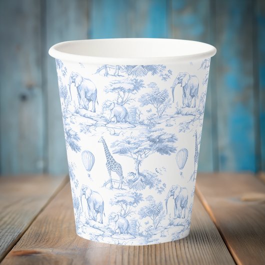 Safari Animals Blue Toile de Jouy Baby shower Papieren Bekers