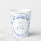 Safari Animals Blue Toile de Jouy Baby shower Papieren Bekers (Achterkant)