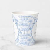 Safari Animals Blue Toile de Jouy Baby shower Papieren Bekers (Rechts)